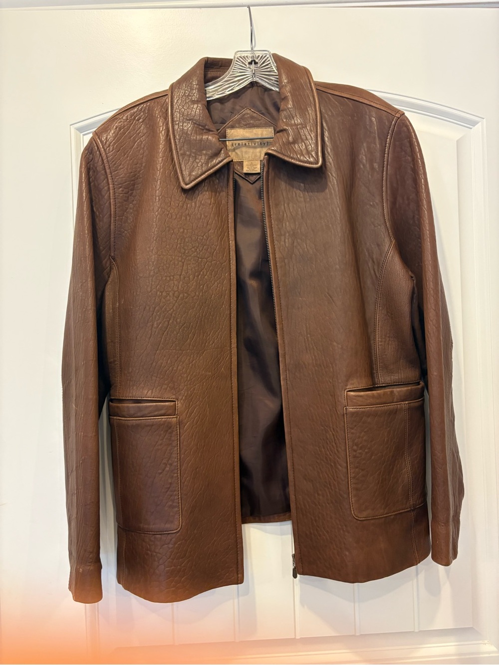 Women’s Classic Brown genuine Leather Jacket - size XL